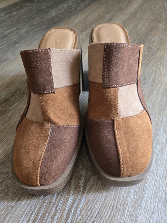 Universal Thread Shoes - Universal Thread Patchwork Suede Mules in Brown and Tan